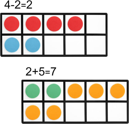 Bright Creations Giant Magnetic Ten Frames for Classroom Learning - 4 Pack Multi-Color Magnetic Frames with 48 Math Counters (12.25 x 5 in)