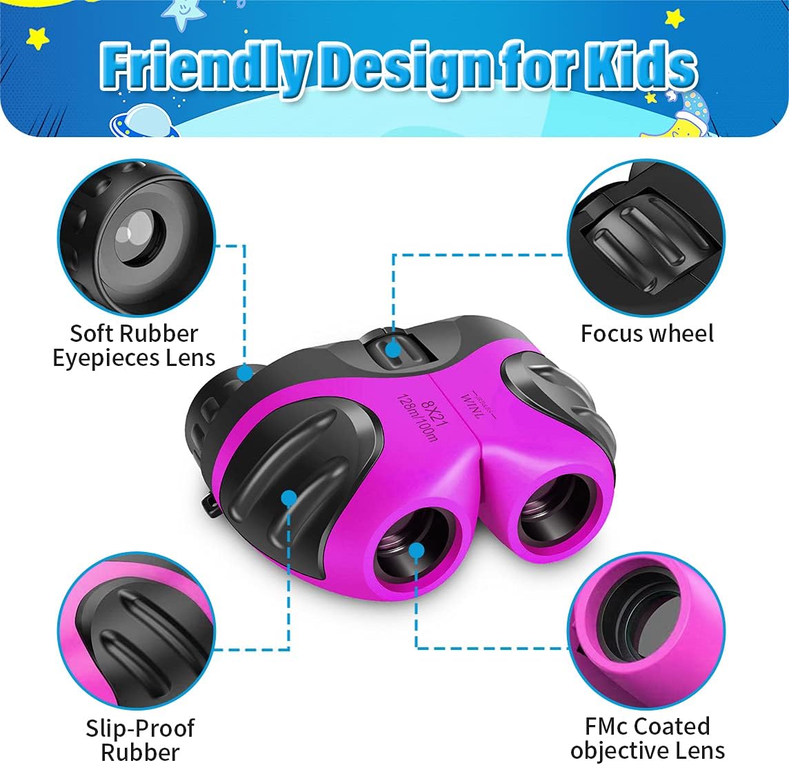 Easter Gifts for 3-12 Years Old Boys, VNVDFLM Compact 8x21 Shock Proof Green Binoculars for Bird Watching Kids Telescope for Teens Toys for 5-10 Years Old Girls (Green)