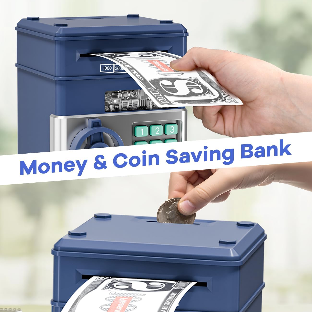 Kids Piggy Bank for Girls - Toys for 5 6 7 8 9 10 Year Old Girl Birthday Gifts - Electronic Piggy Bank ATM Machine Money Safe for Kids Toys Age 6-8-10