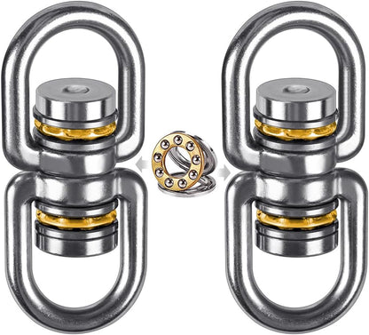 SELEWARE Silent Bearing Swing Swivel, 360° Rotational Device Hanging Accessory with Removeable Buckle for Tree Swing, Hammock Chair, Climbing Rope, Yoga, Kids Swing Swivel 1200LB Capacity, 2 Pack