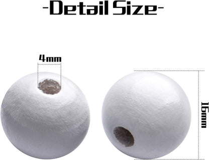 Aylifu Round Wooden Beads, 50 pcs 25mm Natural Unfinished Wooden Spacers for DIY Crafts Jewelry Making, White, Hole: 5mm