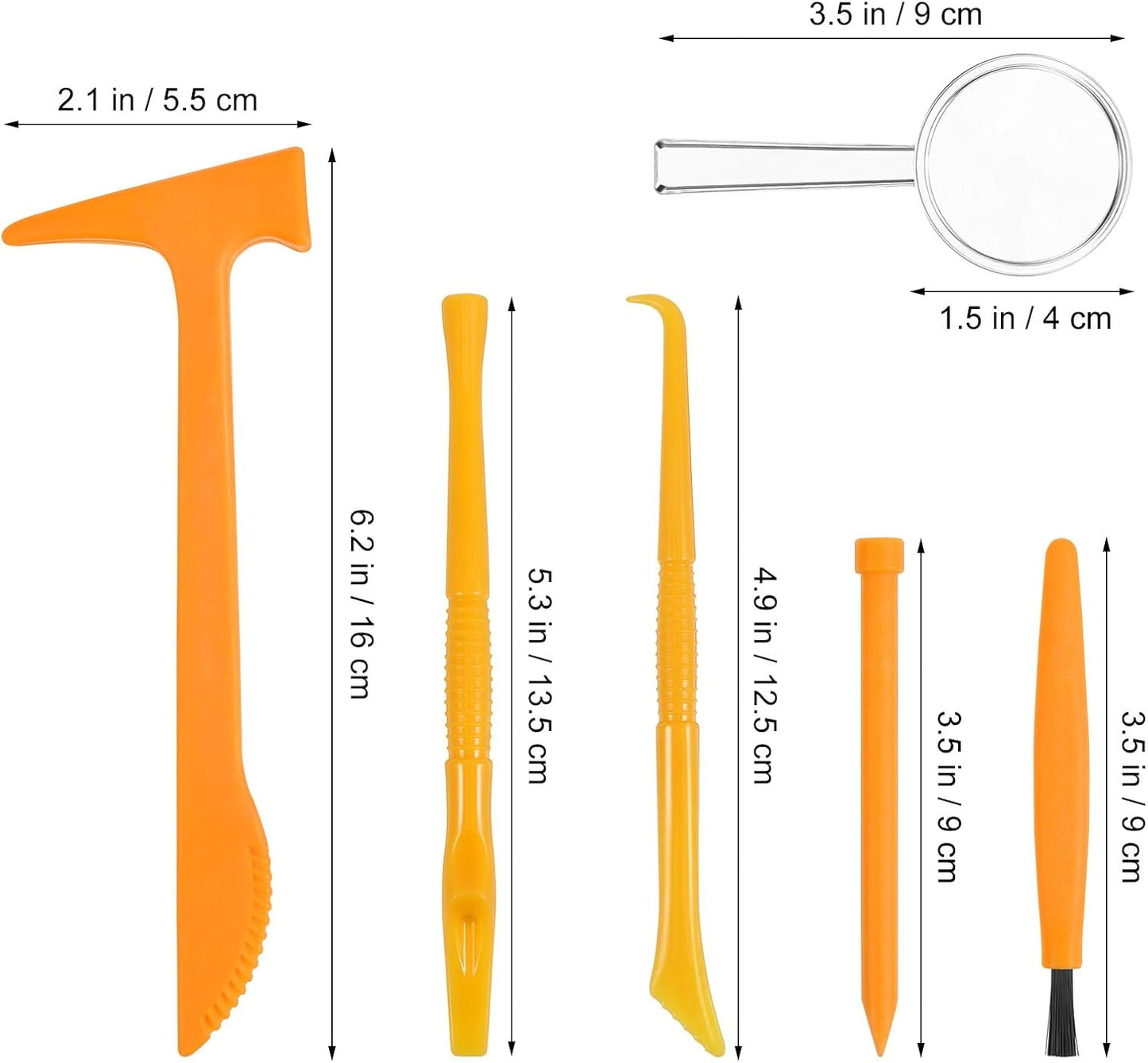BESPORTBLE Kids Excavation Tool Kit Plastic Hammer Chisel Brush Magnifying Glass, Stem Dinosaur Dig Tools for Kids, 3 Sets