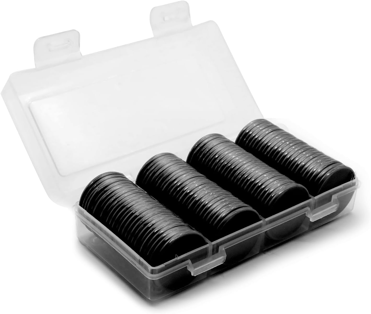 Set of 100 Opaque Plastic Learning Counters Mini Poker Chips Game Tokens with Storage Box (Black+White+Blue+Purple, 1 Inch)