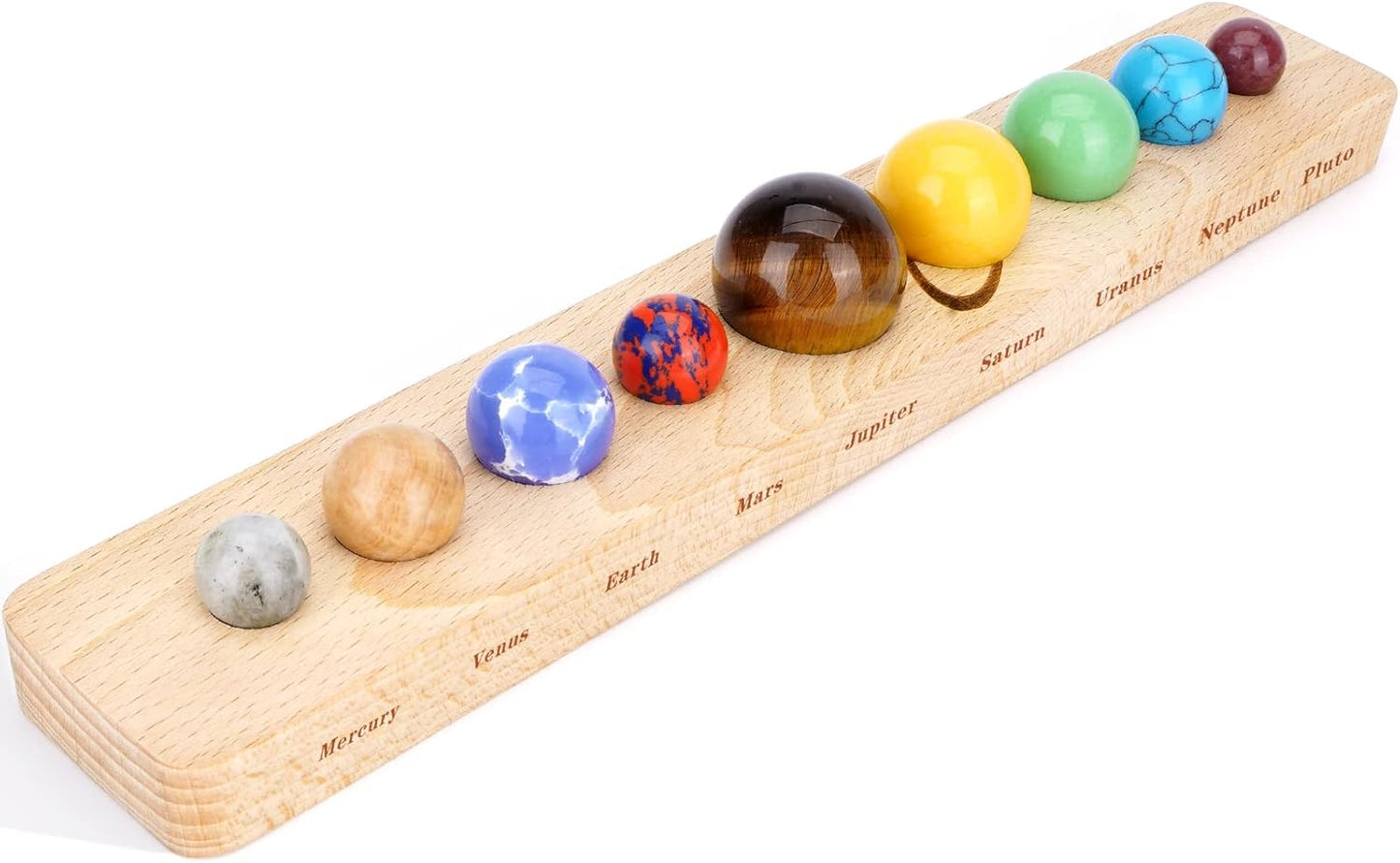 Nine Planets Gem Stones Planets Decorations Solar System Model Handmade Space Home Office Desk Decorations Creative Gift for Men, Women, Kids