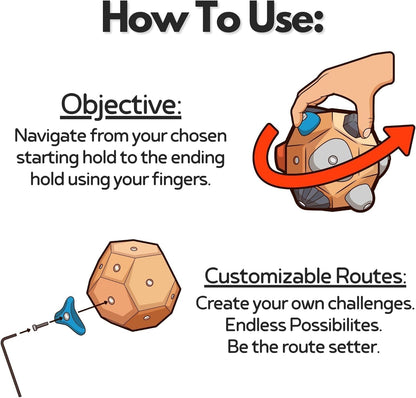 Handcrafted Boulder Block - Build Strength and Precision, Climbing Training Ball with 3D Rock Holds for Indoor and Outdoor Training, Put the Climbing Gym in Your Pocket!