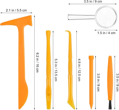 3sets Plastic Dig Tool Set: Archaeological Excavation Tool Kit Dino Dig Kit with Mini Hammer Chisel Brush Scraper for Gems