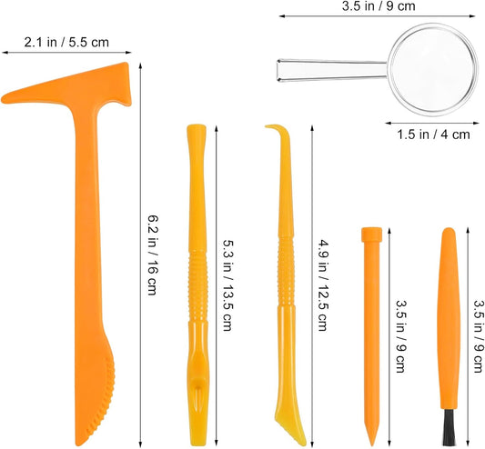 3sets Plastic Dig Tool Set: Archaeological Excavation Tool Kit Dino Dig Kit with Mini Hammer Chisel Brush Scraper for Gems