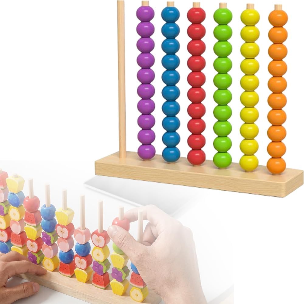 AIIONP Color Matching Stacking Puzzle Game, Wooden Color Match Challenge Game, Interactive Tabletop Board Game for Two Players, Family Game, Travel Stacking Rings Game (Colorful A)