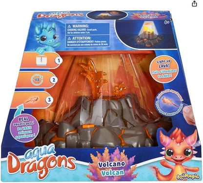 Animagic Aqua Dragons Volcano | Build an Aquatic Ecosystem, Watch Prehistoric Pets Hatch & Grow | Science Kit with LED Light-Up Tank | Includes Exclusive RED Aqua Dragons | Ages 6+