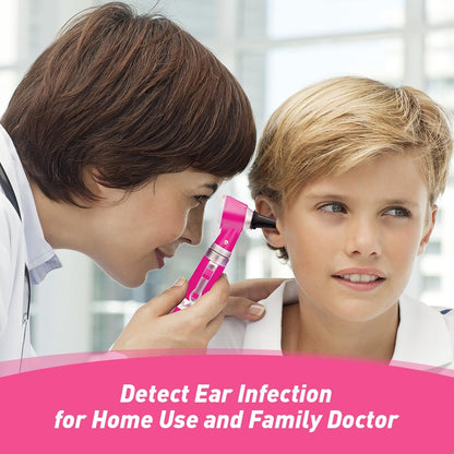Scian Otoscope - Ear Scope with Light, Ear Infection Detector and Pocket Ear Checker Kit with 3X Magnify Lens, Suitable for Kids, Adults, Doctors, Pets(Pink)