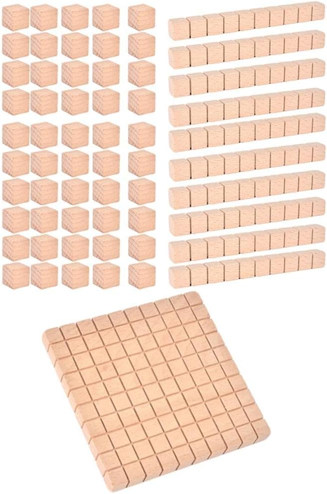 Gazechimp Montessori DIY Wooden Base Ten Blocks Math Manipulative Early Math Learning, Package B