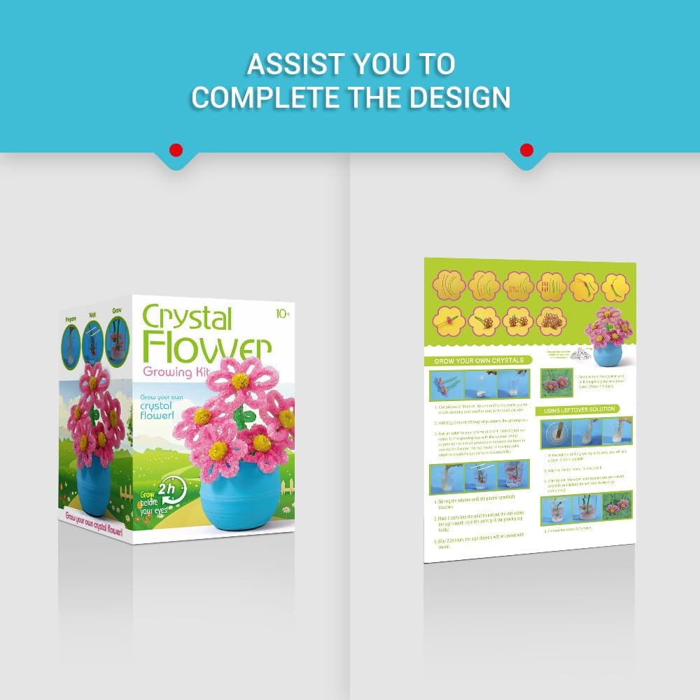 Crystal Flower Growing Kit - Crafts for Girls Ages 6-8 - Create Flowers Crystals Science Experiment Kit - STEM Educational Toys Gifts for 6+