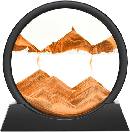 Wai Danie Moving Sand Art Picture 3D Hourglass Deep Sea Sandscape Liquid Motion Display Painting Flowing Sand Frame Relaxing Desktop Home Office Work Decor (Black, 12 Inches)