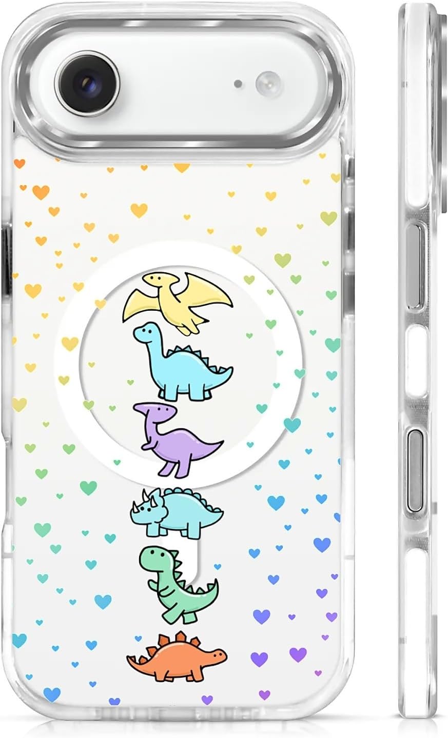 for iPhone 17 Pro Max Case [Compatible with Magsafe],Girls Women Clear Magnetic Case Silicone Shockproof Protective Cover with Pattern Colorful Motivational Letters