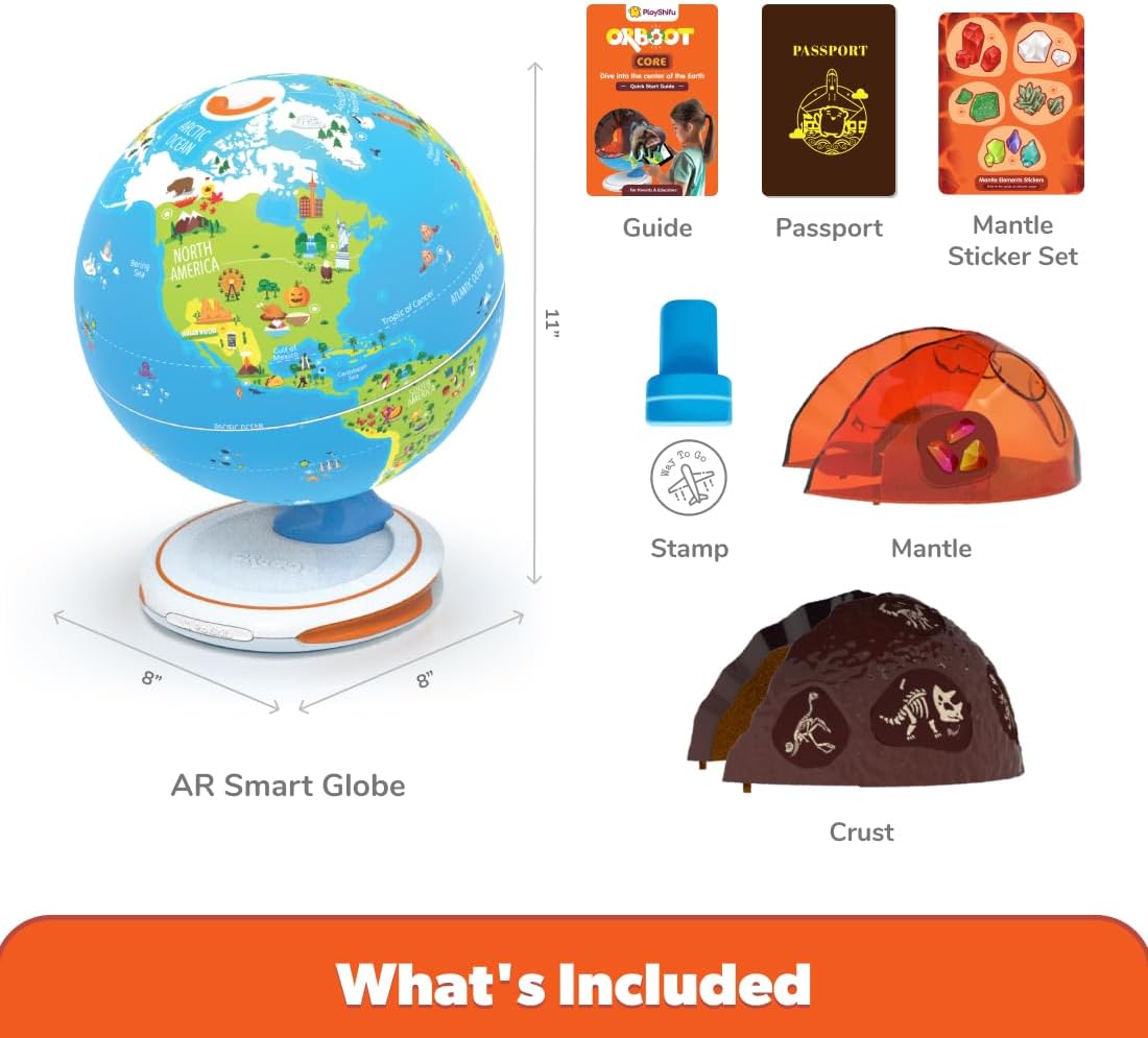 PlayShifu Globe for Kids– Orboot Earth: Interactive Kids Globe with 1000+ Facts on Animals, Places & Monuments | Tech-Powered Learning Toy & STEM Gift for Kids Ages 4–10