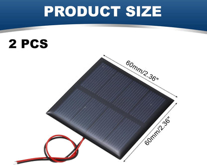 MECCANIXITY 2 Pcs 5.5V 0.44W 70mA Mini Solar Panels, Small Polycrystalline Solar Cell Panel with 2 Cable for DIY Electric Toy Materials Kits Charger, 60mm x 60mm