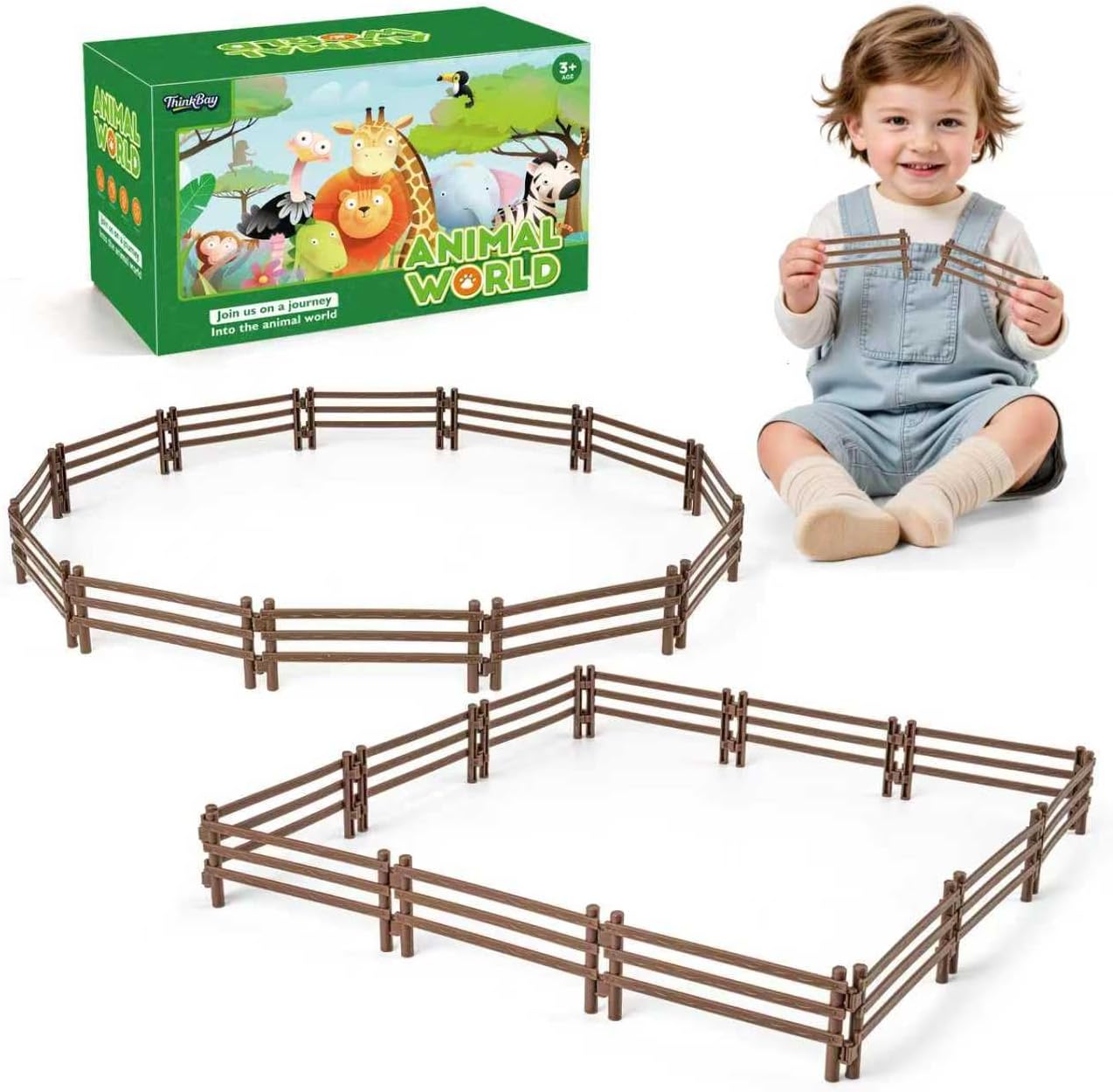 24PCS Farm Ranch Animal Fence Corral Toys for Kids Age 3-5 5-7 4-8 Years Olds Boys Girls, Educational Farm Animal Cake Toppers for Toddlers 3 4 5 6 7 8 9 10