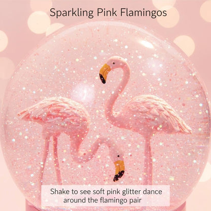 Flamingo Snow Globe for Adults, Christmas Snow Globes for Girls Kids Women, 100MM Glitter Snowglobe Gifts for Valentines Halloween Birthday Table Decor