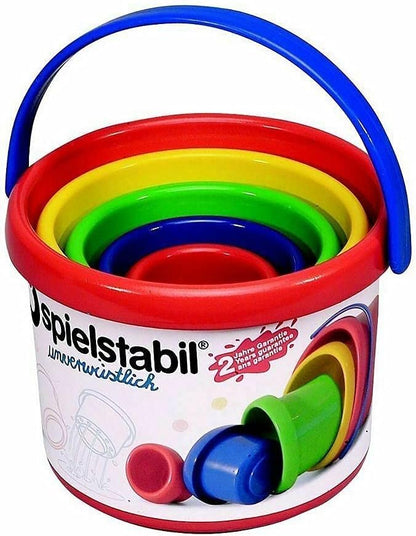 Spielstabil Nesting Stacker - Sturdy 5 Piece Set with Carry Handle (Made in Germany)