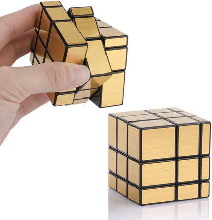D-FantiX Shengshou Mirror Cube 3x3 Speed Cube Gold Mirror Blocks Cube 3x3x3 Different Shapes Puzzle Cube Toys for Kids Adult