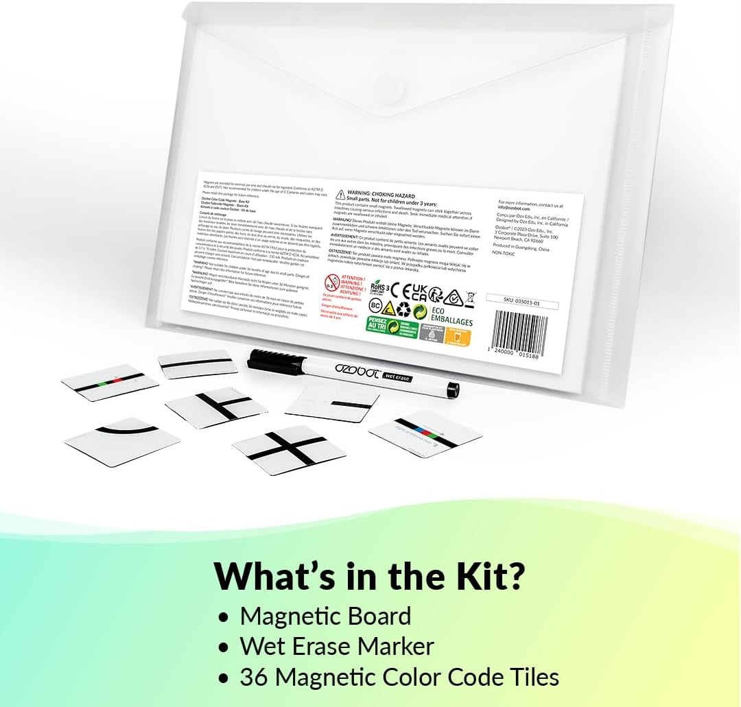 Ozobot Color Code Magnets Speed Kit, Interactive Coding Learning Tool for Kids Ages 3+, Enhances Logic & Problem Solving Skills, 18 Tiles, Evo & Color Codes Magnets Base Kit Required Not Included