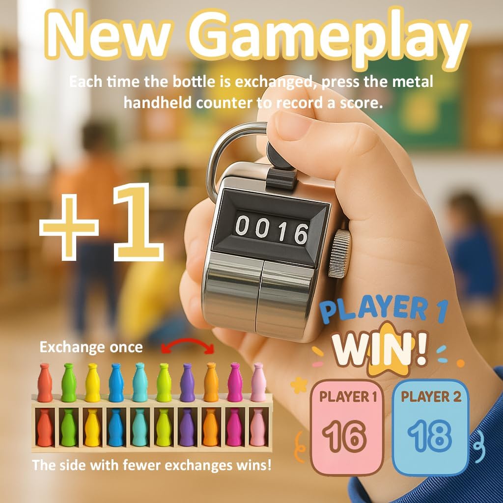 Bottle Color Match Game, Fun Family Board Game for Kids 8-12, 2-4 Player Bottle Collision Game for Kids and Adults, Perfect for Travel Camping Holidays Party Night