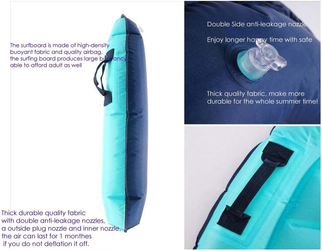 Inflatable Boogy Boards for Beach Travel Toys, 30” Cavas Slip Slide Water Park Body Surfing Board with Handles, Summer Fun Water Pool Game Toys for Kids 4,8,12 Ages