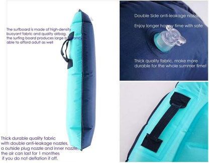 Inflatable Boogy Boards for Beach Travel Toys, 30” Cavas Slip Slide Water Park Body Surfing Board with Handles, Summer Fun Water Pool Game Toys for Kids 4,8,12 Ages