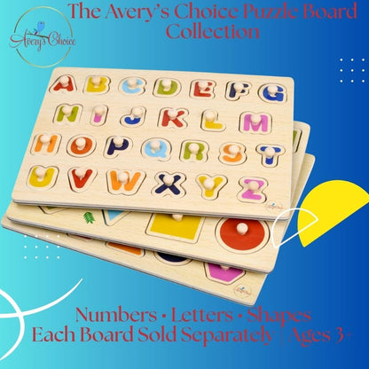 Avery's Choice Magnetic Wooden Number and Shape Recognition Board, Educational Puzzle with 13 Magnetic Pieces, Multicolor Learning Toy for Toddlers 36+ Months, 11.81 x 8.86 Inches