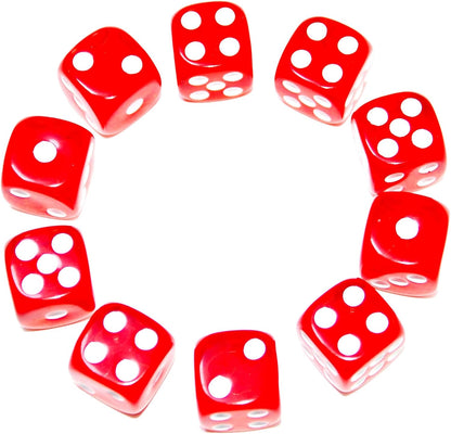 SmartDealsPro 10-Pack D6 Six Sided 16mm Transparent Dice Die for DND, MTG, RPG, Tenzi, Yahtze, Bunco, Table Borad Games, Math Teaching