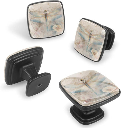4 Pack Cabinet Knobs Drawer Pulls, 30mm Round ABS Glass Drawer Hardware Growing Purple Butterflies Cabinet Handles with Screws for Dressers Kitchens Cupboard