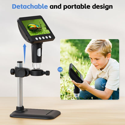 4.3" Digital Microscope for Adults, SKYEAR Coin Microscope 1000X Magnification with 8 Ajustable LED Fill Lights, USB Microscope for Windows/MacOS, Coin Collection Supplies-Black