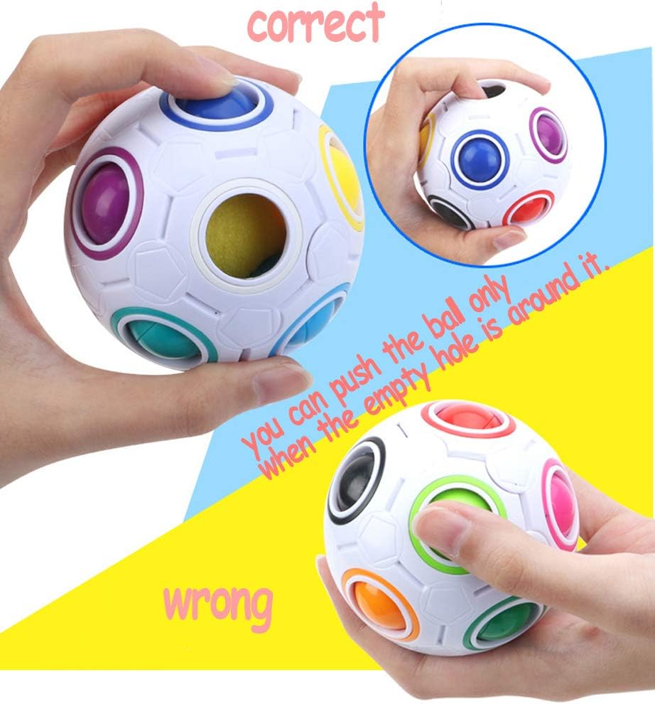 TANCH Magic Rainbow Ball Puzzle Cube Fidget Stress Relief Ball Brain Teasers Games Toys for Kids Adults (12 Holes)