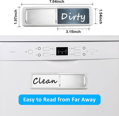 Dishwasher Magnet Clean Dirty Sign, Slide Strong Clean and Dirty Refrigerator Magnet Indicator for Dishwasher, Non-Scratch, Easy to Read, Self-Adhesive for Non-Magnetic Dishwasher（LightGray Brown）