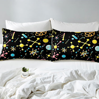 Chemistry Bed Sheets for Kids Teens Girls Boys,Chemical Experiment Fitted Sheet Twin,Science Themed Sheets for Math Lovers,Chemistry Lab Bedding Set,White and Black