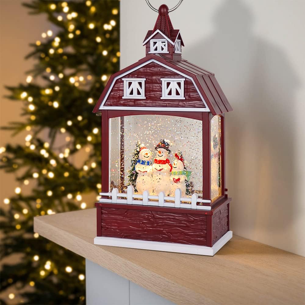 Eldnacele Musical Snow Globe Lantern with Timer, Lighted USB/Battery Operated Swirling Singing Water Glittering Lantern, Snow Globes for Adults and Kids Christmas Decoration- Santa