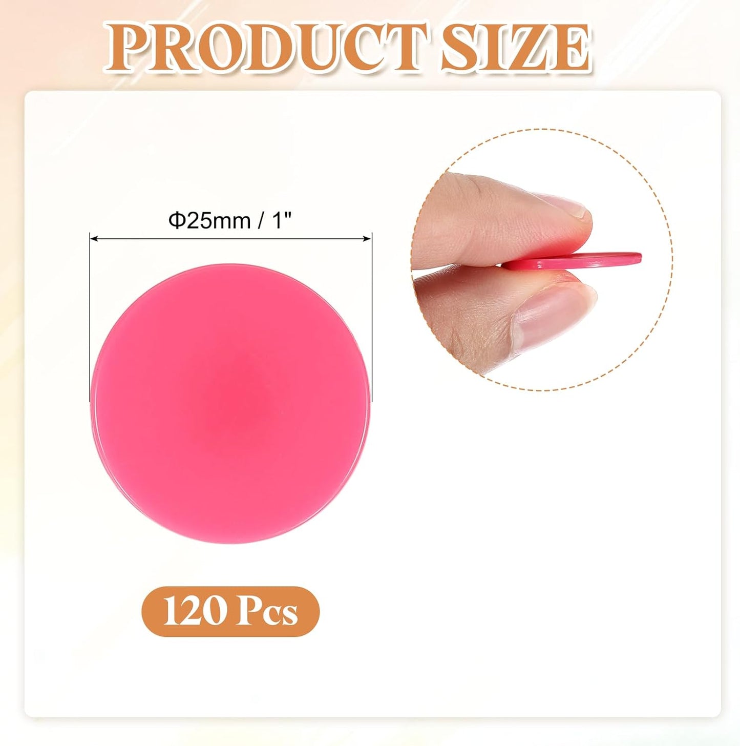 uxcell 120Pcs 1 Inch Poker Chips, Plastic Bingo Chips Learning Counters Counting Counters Disks Markers Opaque Game Tokens for Game Play Math Counting, Pink, Flat