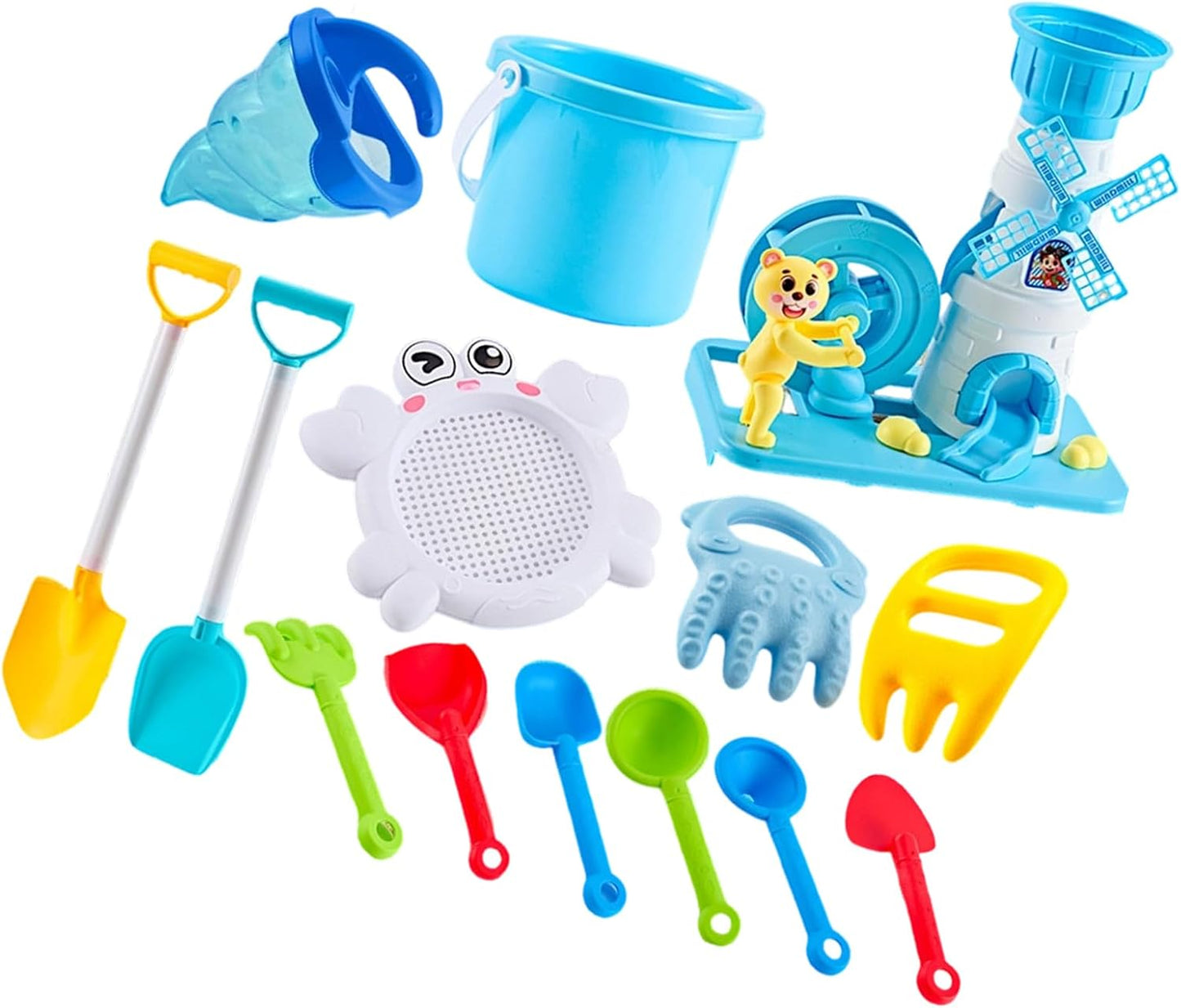 14Pcs Colorful Sand and Water Toy Set for Outdoor Beach Pool Sensory Play Activities Toddler Beach Bath Toy with Tools