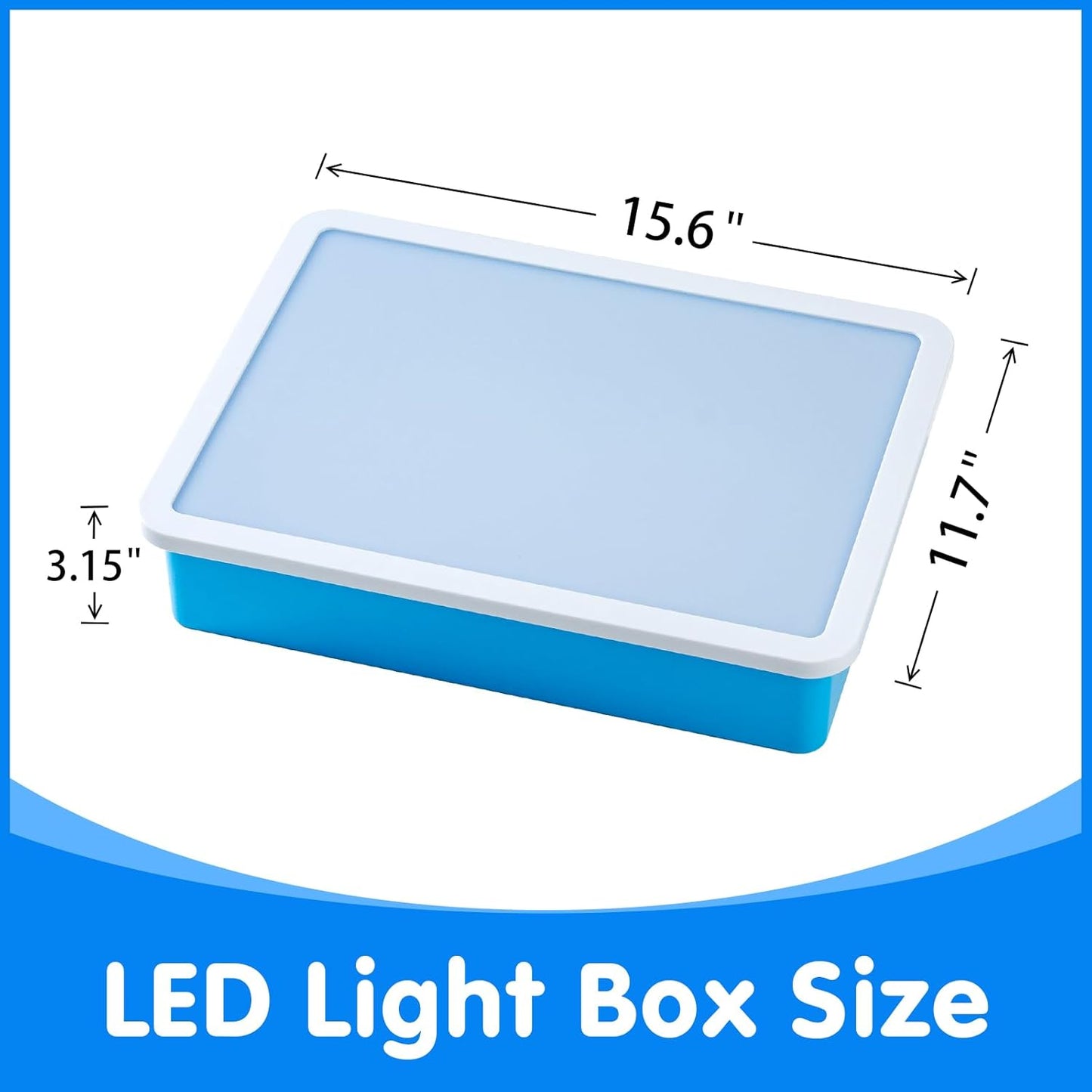 60 Pcs Mini 3D Shapes for Teaching - Bright LED Light Box - 16" -,Light Table for Kids, Color & Light Discovery, Artistic Exploration and Creative Play