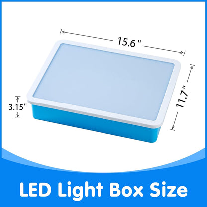 60 Pcs Mini 3D Shapes for Teaching - Bright LED Light Box - 16" -,Light Table for Kids, Color & Light Discovery, Artistic Exploration and Creative Play