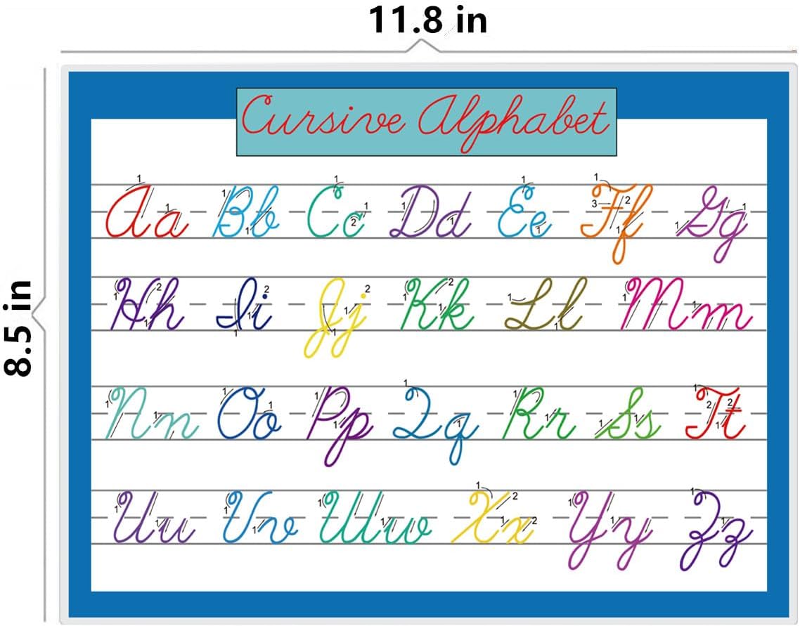 Cursive & Manuscript Alphabet Poster, Laminated, 3 Pcs A4; Charts(Manuscript, Cursive, Pencil Grip), Elementary Homeschool Decor and Teacher Supplies, Handwriting Bulletin Board Display