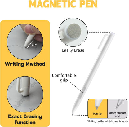 9.5”×7”Magnetic Writing Board, Ink-Free Reusable Desktop Notepad with Magnetic Stylus & Eraser : Thin Rigid Pad for Drawing, Handwriting Practice & Office Memos