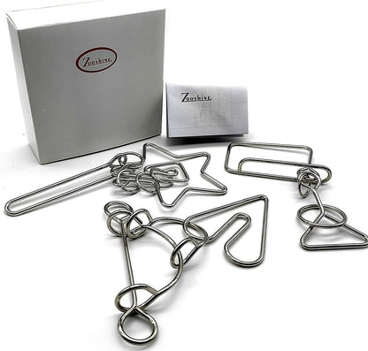 Zooshine 3PCS Large Hard Metal Brain Teaser Puzzles,Metal Wire Puzzle Set Challenging Magic Trick Toy for Party,Office Gift for Adults Kids Teens