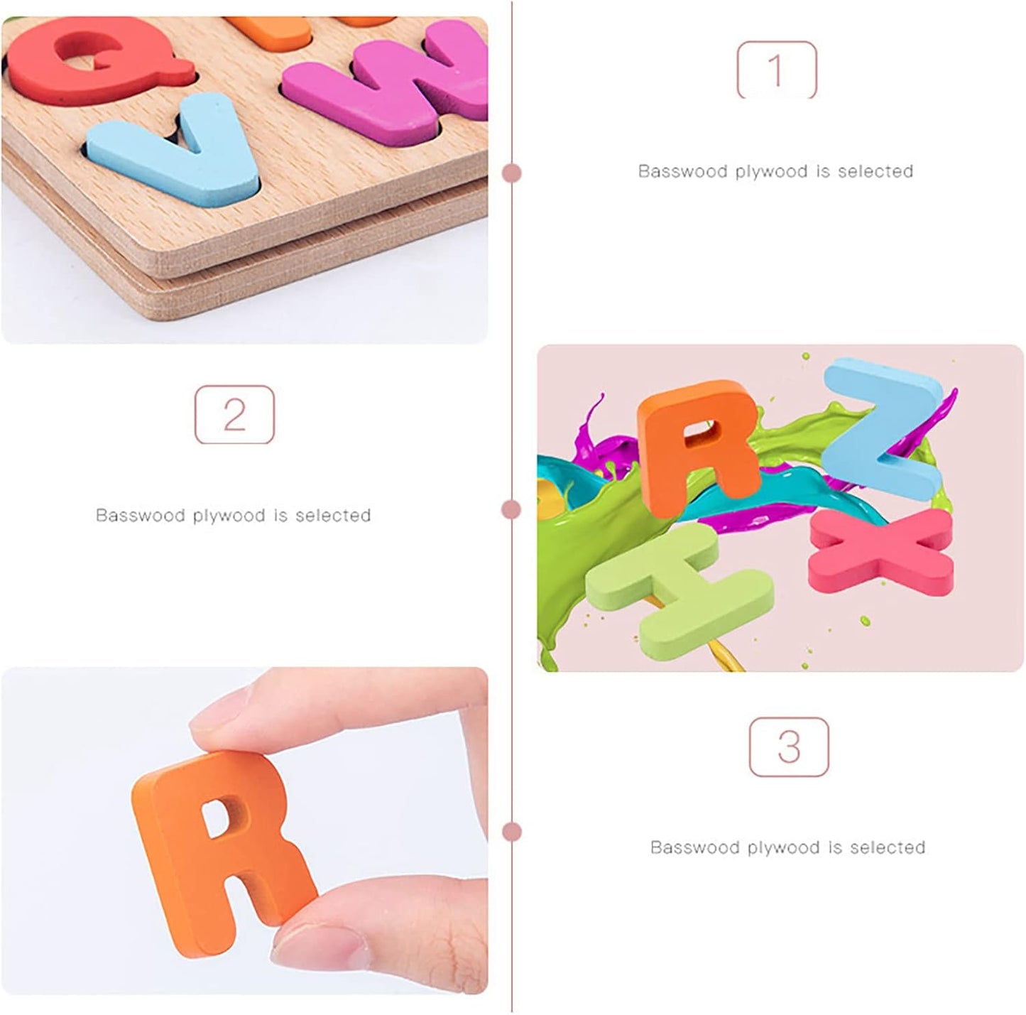 Wooden Puzzles for Toddlers, 3pack Alphabet Shape Puzzles for Kids 3 Wooden Montessori Toddler Alphabet Number Shape for Kids 3 Years Old Boys & Girls