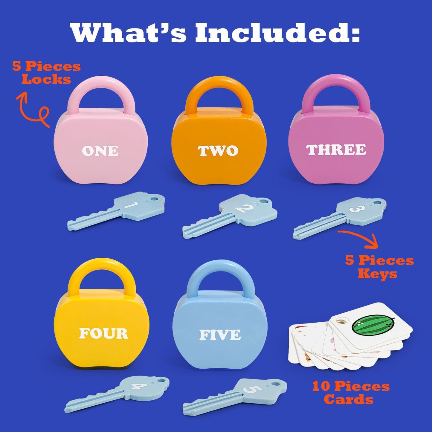 Apple Locks with Keys Toys for Toddlers Ages 3-5 – Montessori Number Toys for Kids 3 Year Old | Counting Games | Preschool & Kindergarten Classroom Must Haves