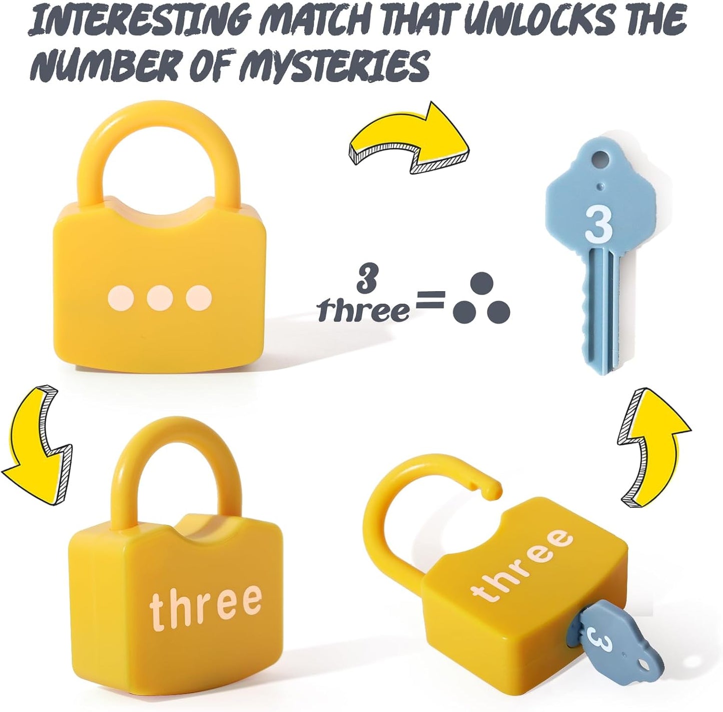 Dinhon Kids Learning Locks with Keys Numbers Matching & Counting Montessori Educational Toys for Ages 3 4 5 Boys and Girls Preschool Games Gifts