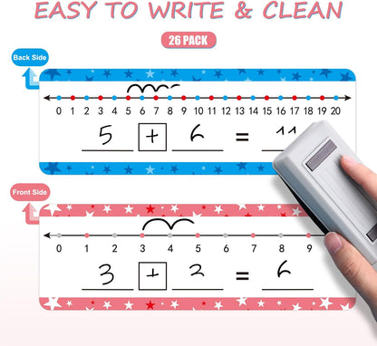 10 Pack Dry Erase Math Hundred Board Card Laminated Double Sided Number 1-100 Chart Easy to Write Consecutive Number Counting Chart for Students Math Manipulatives