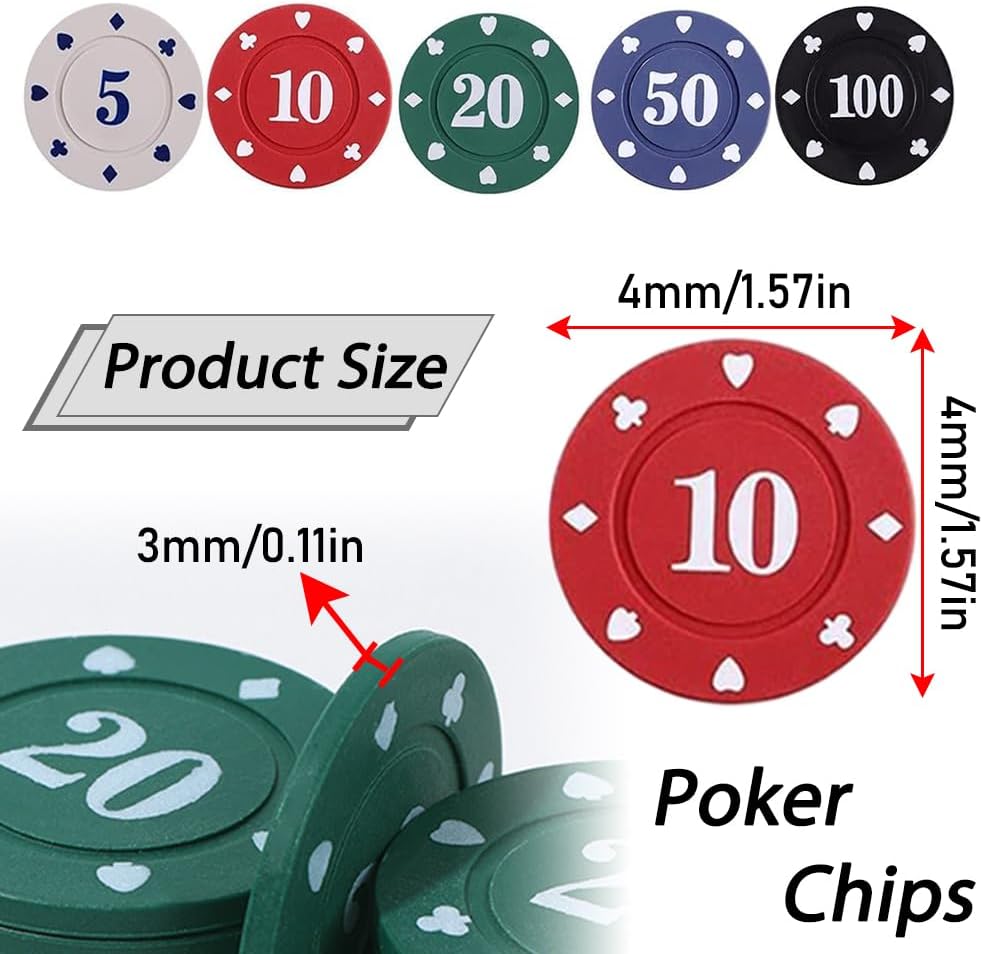IXIGER 300Pcs Poker Chips, Plastic Casino Chips Set with Black Velvet Pouch Bag, Bulk Clay Fichas de Poker for Blackjack, Math Counting Chips, Texas Hold'em, Night Poker Games