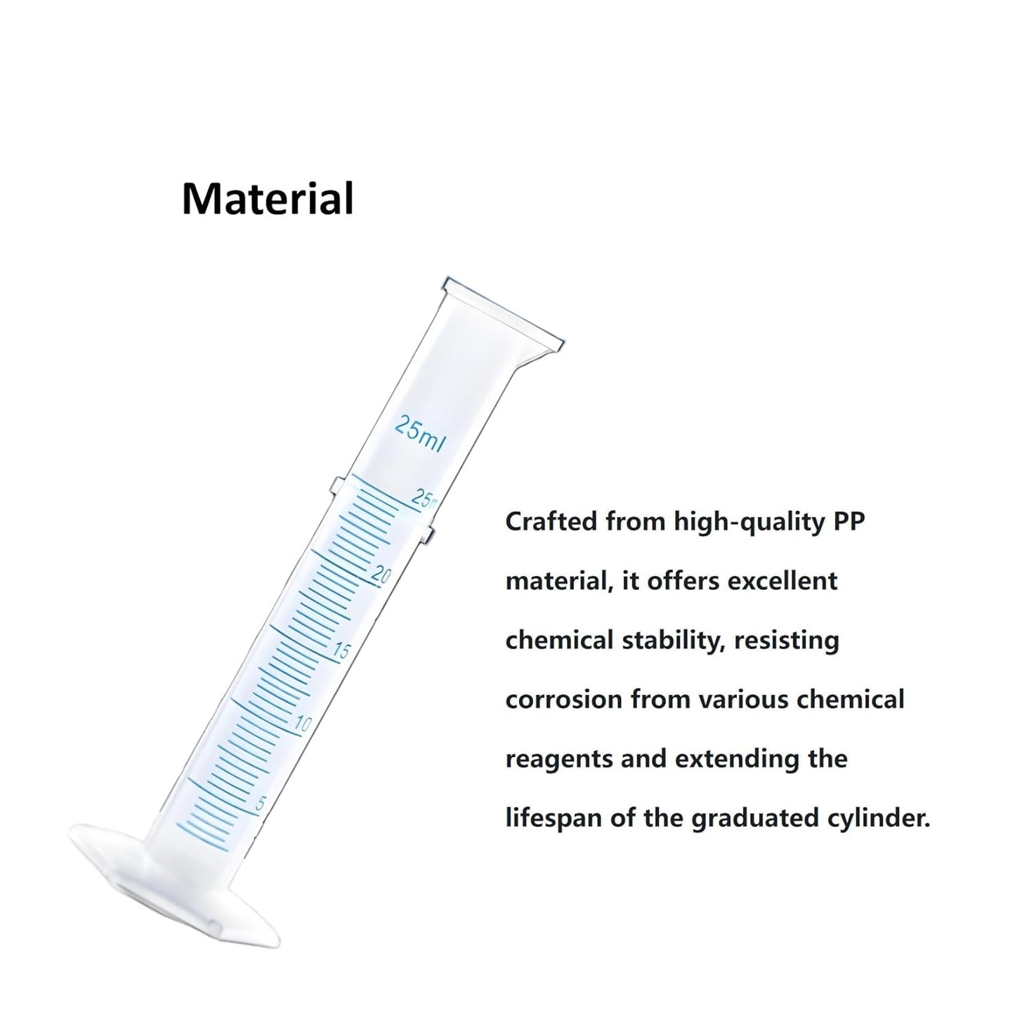 Plastic Graduated Cylinder Set - 25ml/50ml/100ml Measuring Cylinders for Science Lab, Chemistry Experiments, Kids Education - Shatterproof, Durable & BPA-Free (6-Pack 25ml)