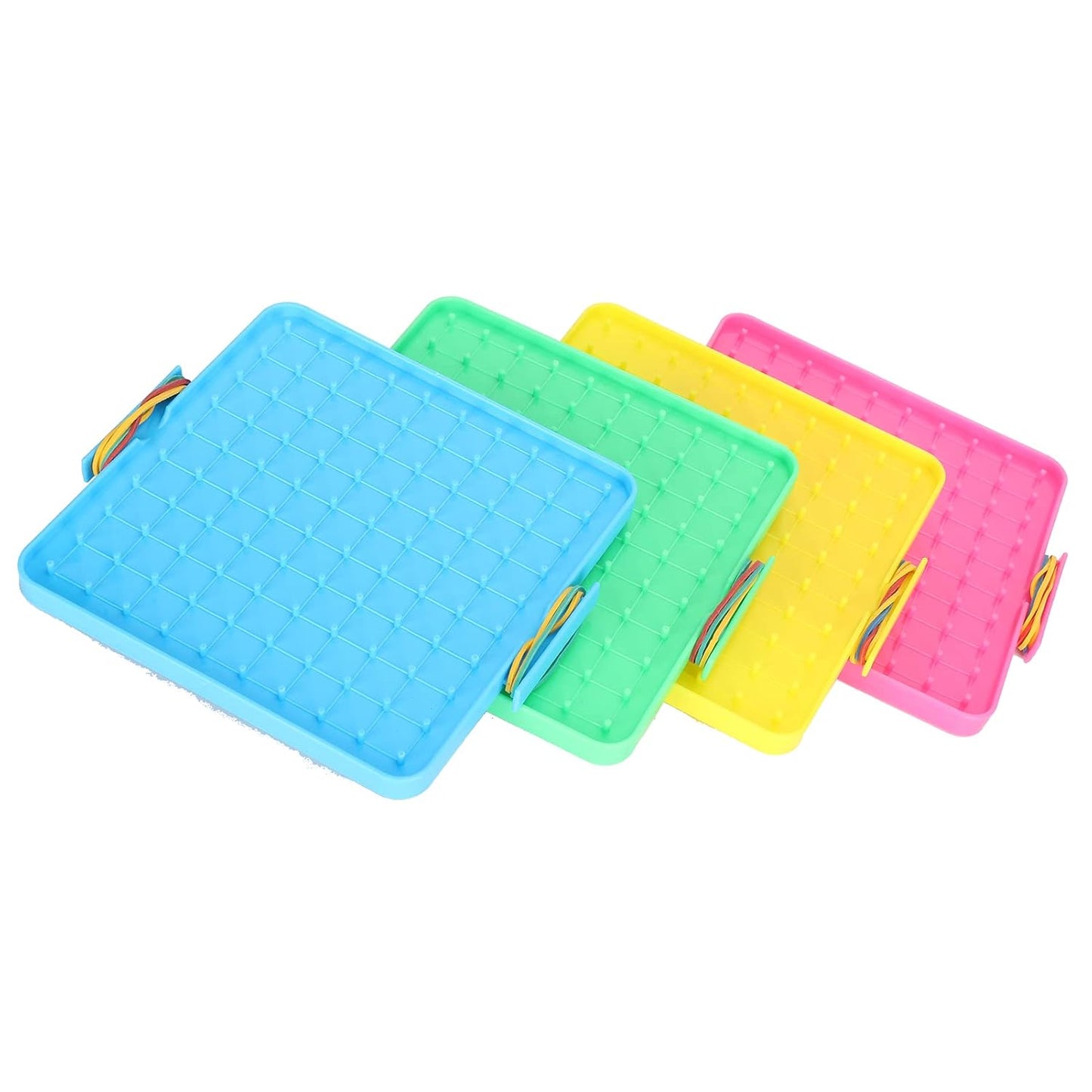 HEEPDD 4Pcs Nail Board Toy, Rubber Band Pegboard Set for Kids Educational Math Learning, with Round Smooth Corners and Durable Plastic, Fun Teaching Aids for Classroom or Home